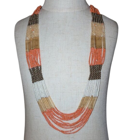 ALDO Multi Stranded Beaded 12 Strands Multiple Layered Beads Necklace Long Drop - Picture 1 of 4
